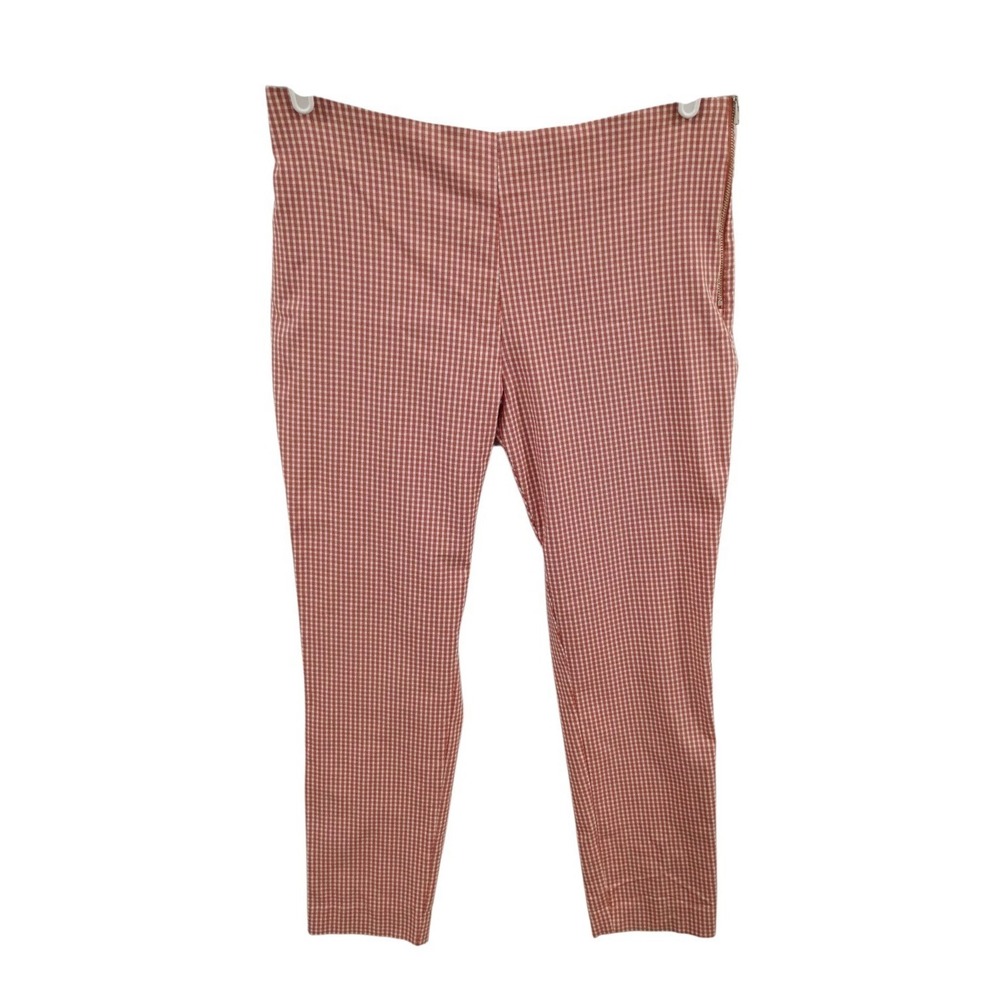 A New Day women's sz 12 gingham straight leg  zipper stretch pants red white